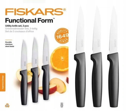 FISKARS SET OF 3 KNIVES PEELING VEGETABLES SHARP IN A BOX