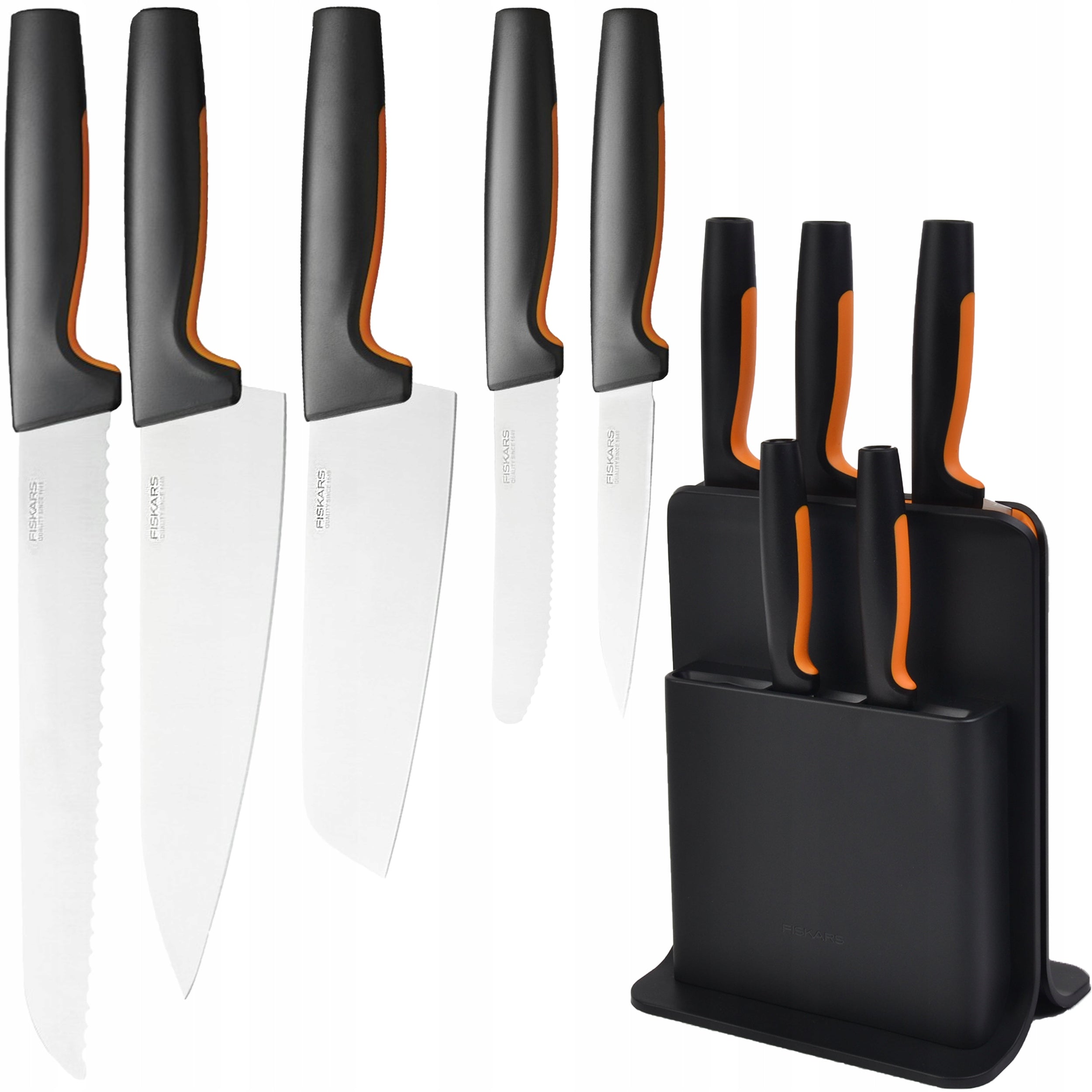 FISKARS SET OF KNIVES 5x CHEF'S KNIFE FOR VEGETABLE PEELING BREAD