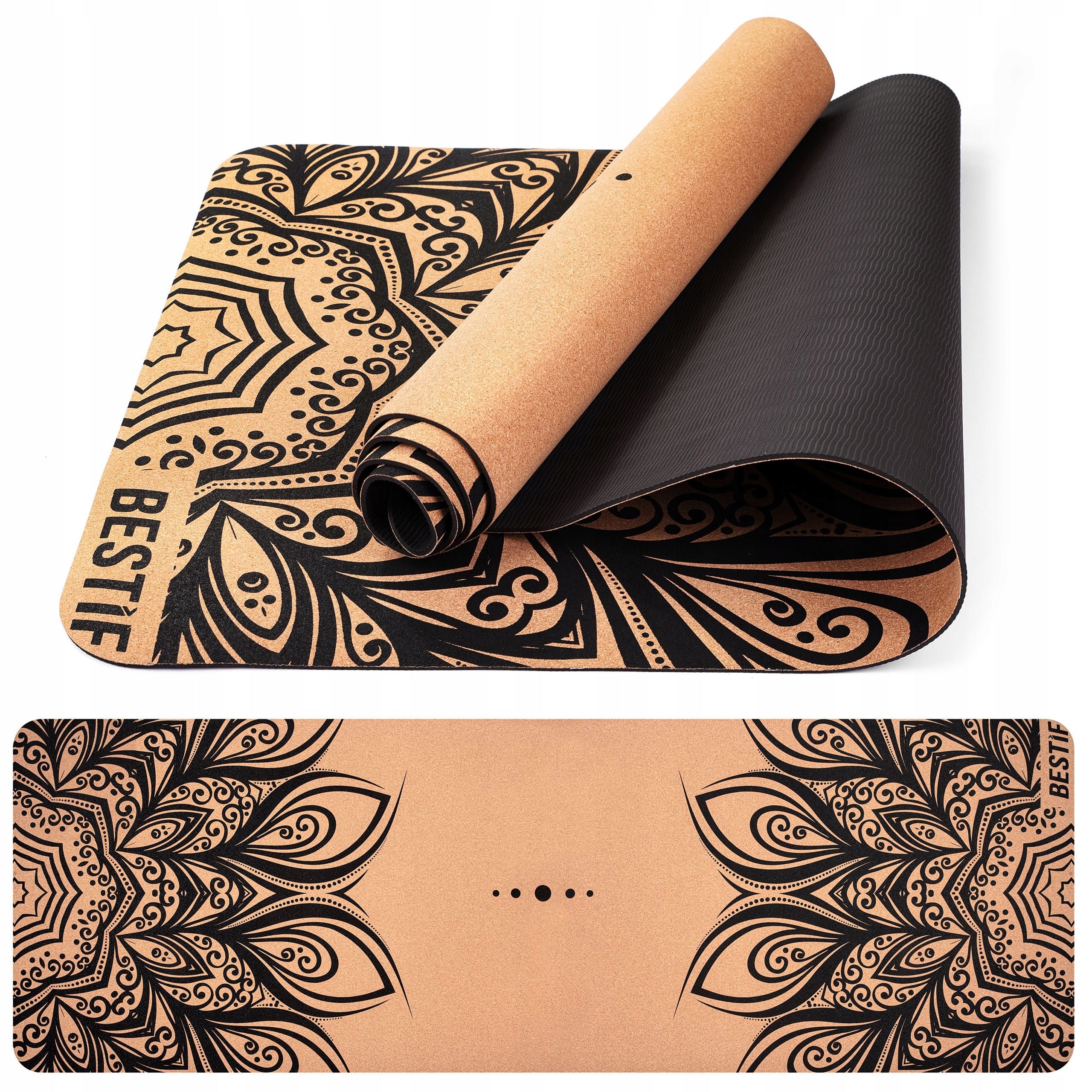 FITNESS EXERCISE MAT YOGA TPE CORK MAT BESTIF PILATES 183cm