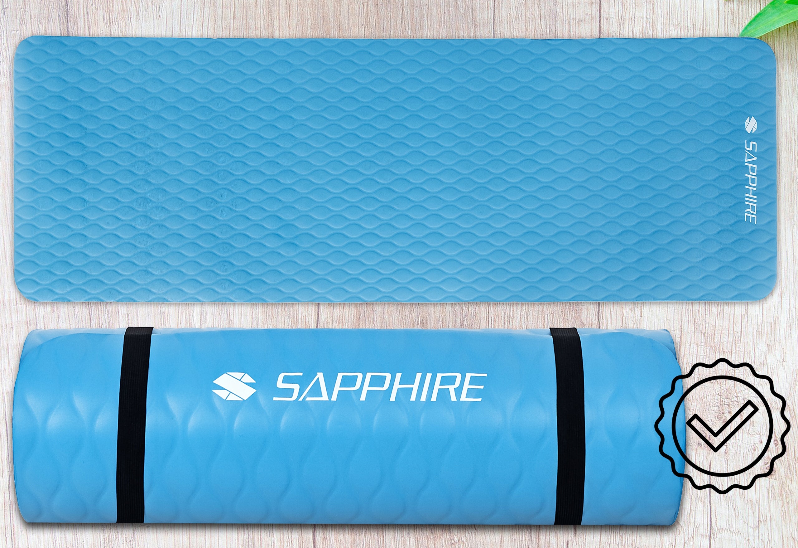 FITNESS EXERCISE MAT gymnastic NBR TRAINING HANDLE yoga THICK 1,5cm Color blue