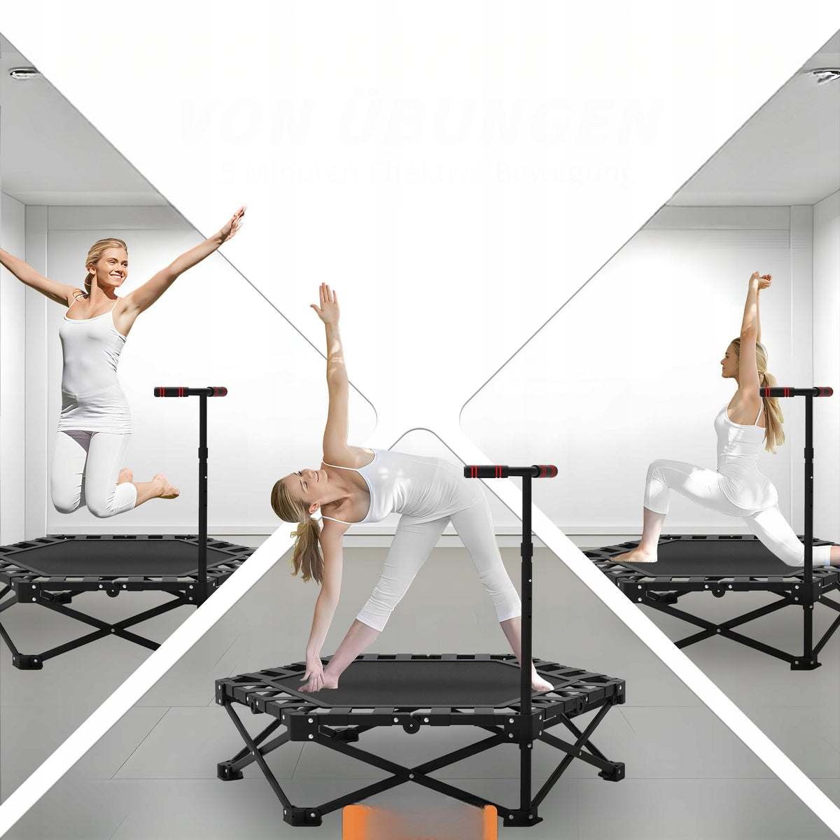 FITNESS TRAMPOLINE WITH ADJUSTABLE HANDLE UP TO 150KG 106CM Manufacturer code 23523