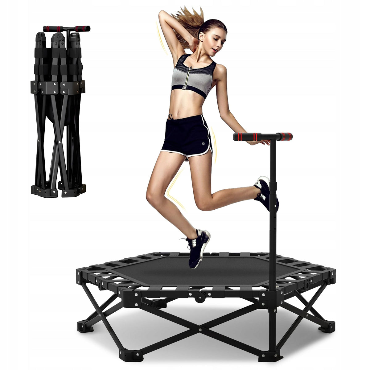 FITNESS TRAMPOLINE WITH ADJUSTABLE HANDLE UP TO 150KG 106CM