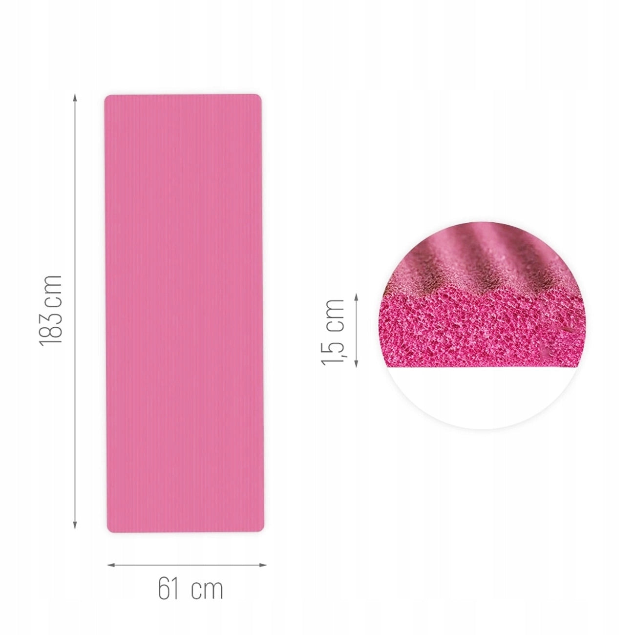 FITNESS YOGA EXERCISE MAT GYMNASTIC TRAINING HANDLE THICK NBR 1,5cm Brand Wozinsky