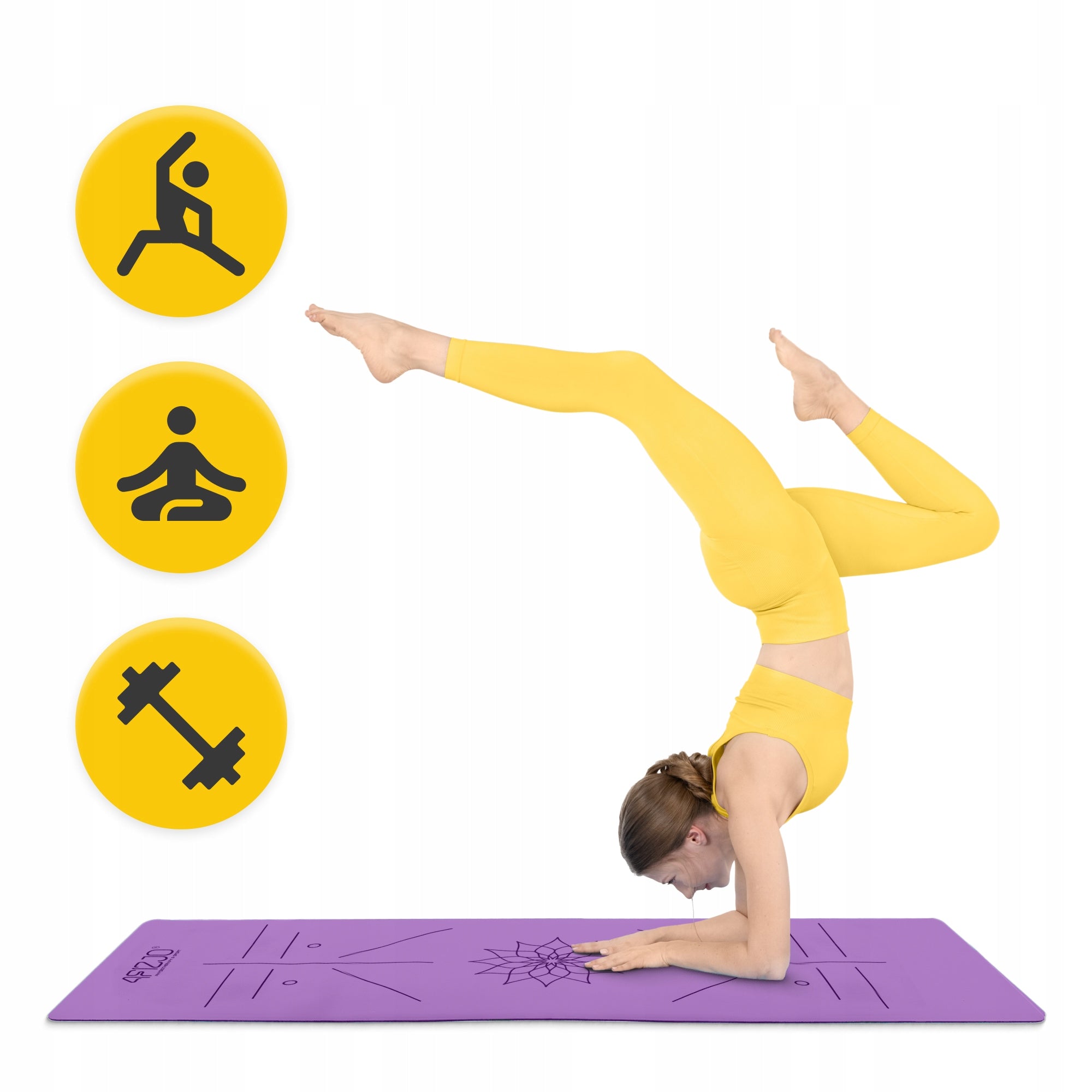 FITNESS YOGA EXERCISE MAT RUBBER NON-SLIP 4FIZJO PREMIUM Color pink