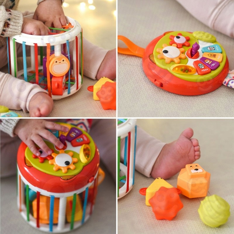 FLEXIBLE CUBE SENSORY ROLLER INTERACTIVE TEETHER DRUM pulling Brand Woopie