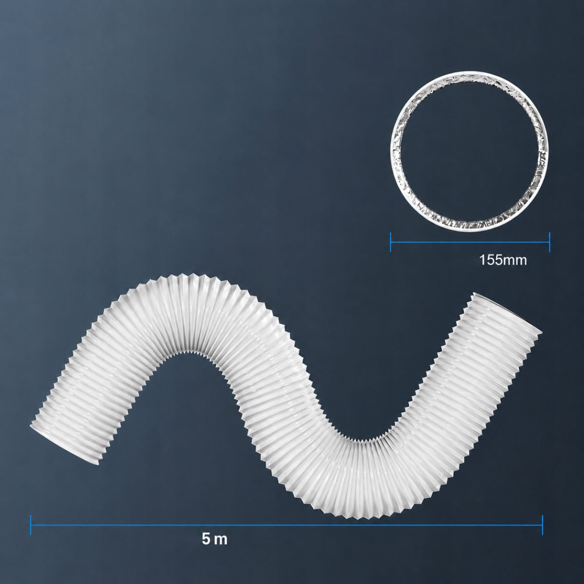 FLEXIBLE VENTILATION DUCT 155MM 5M FOR VENTILATION SYSTEMS Manufacturer no brand