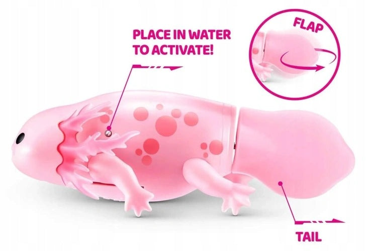 FLOATING FIGURINE AXOLOTL PETS ALIVE ZURU FOR BATHING PINK Brand ZURU