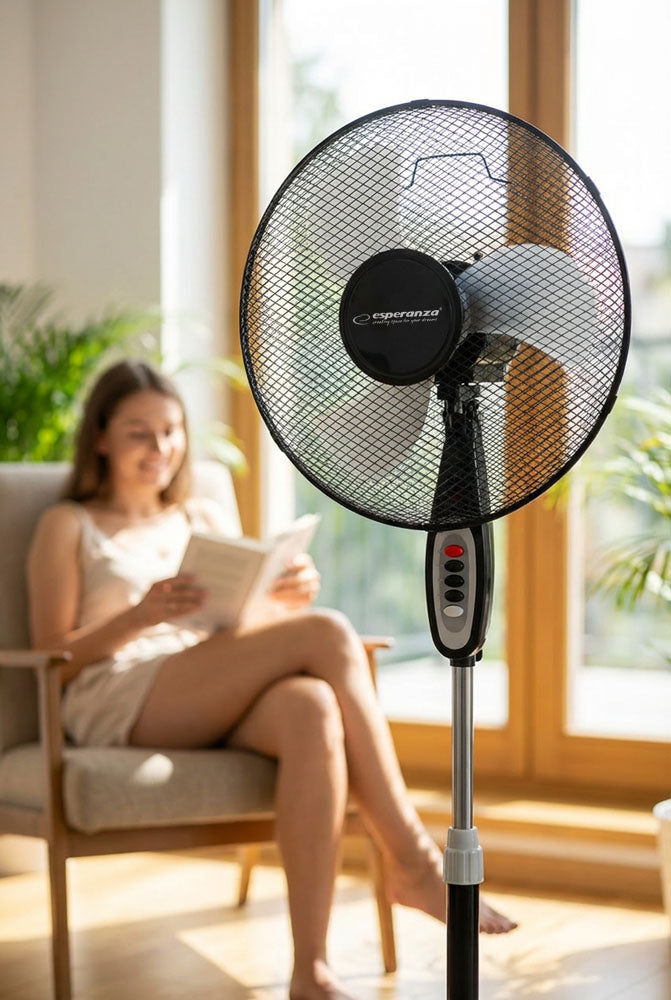 FLOOR FAN STANDING FAN DIAMETER 45CM STRONG 50W STABLE FOOT Dominant color black