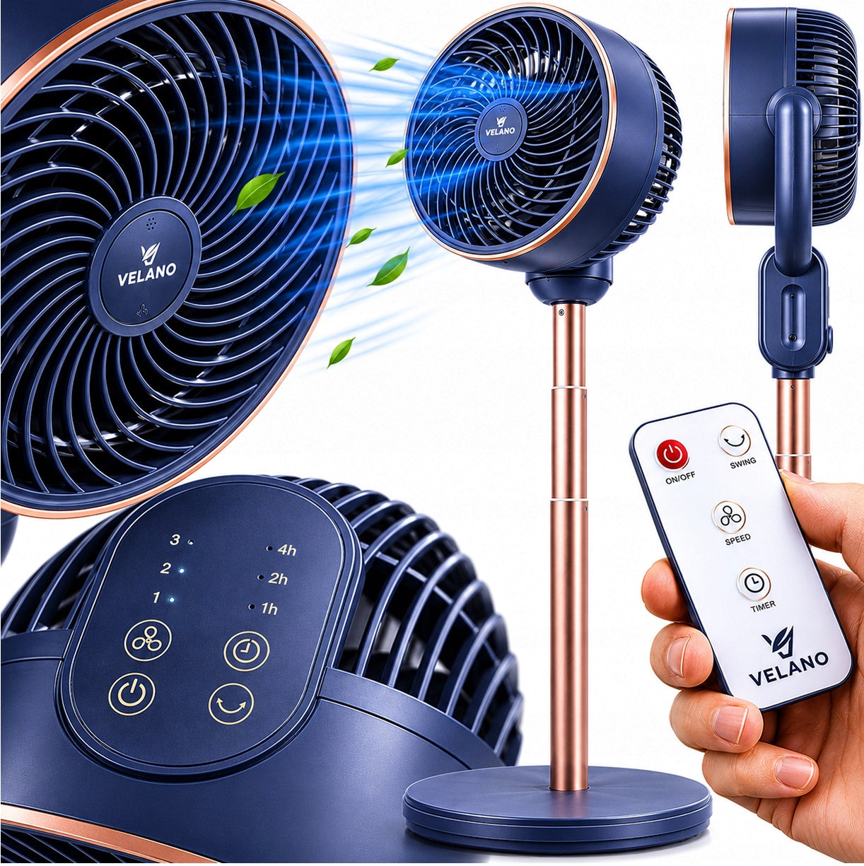 FLOOR FAN STANDING TIMER HEIGHT ADJUSTMENT REMOTE CONTROL 50W
