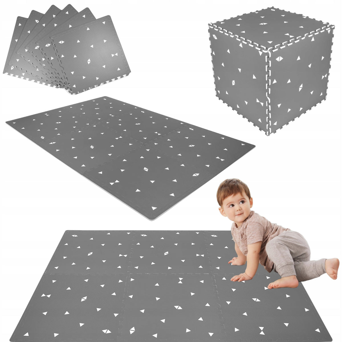 FLOOR FOAM MAT XXL 180x120 LARGE THICK PUZZLE FOAM TRIANGLES