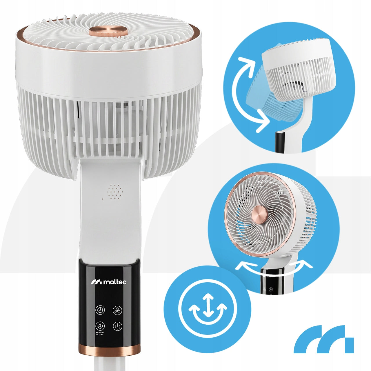 FLOOR STANDING FAN ADJUSTABLE OSCILLATION 3D REMOTE CONTROL QUIET Brand Maltec