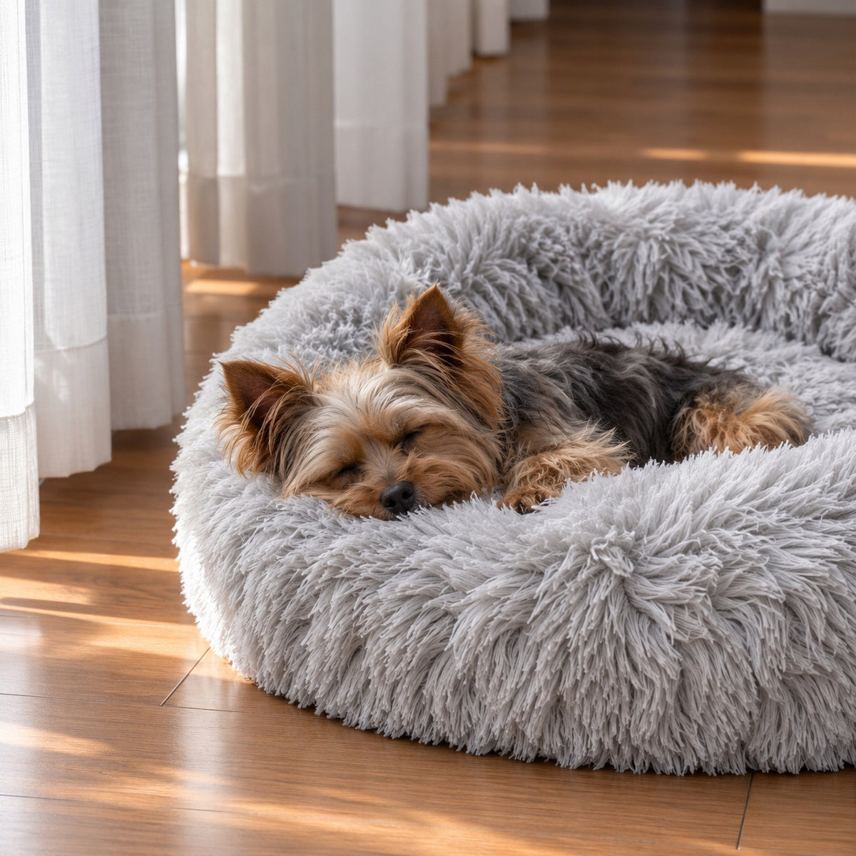 FLUFFY DOG AND CAT BED – SOFT, ROUND AND COZY Model PUSZYSTE LEGOWISKO DLA PSA I KOTA 60cm NOVAZA TECH