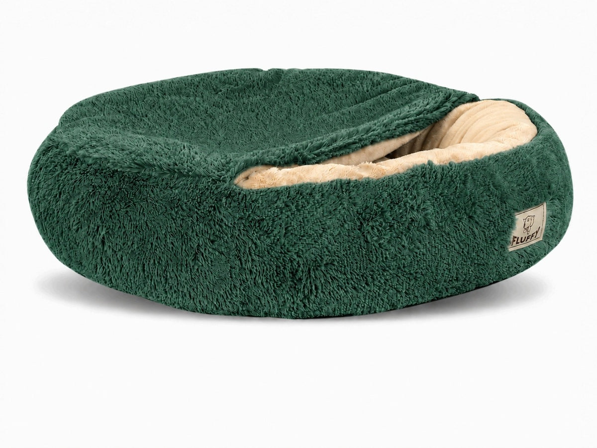 FLUFFY dog bed 60 cm green cloud with visor Length 60 cm