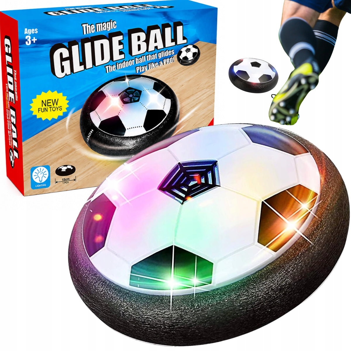 FLYING FOOTBALL GLOWING CYMBERGAJ AIR HOVERBALL WITH LIGHT DISK