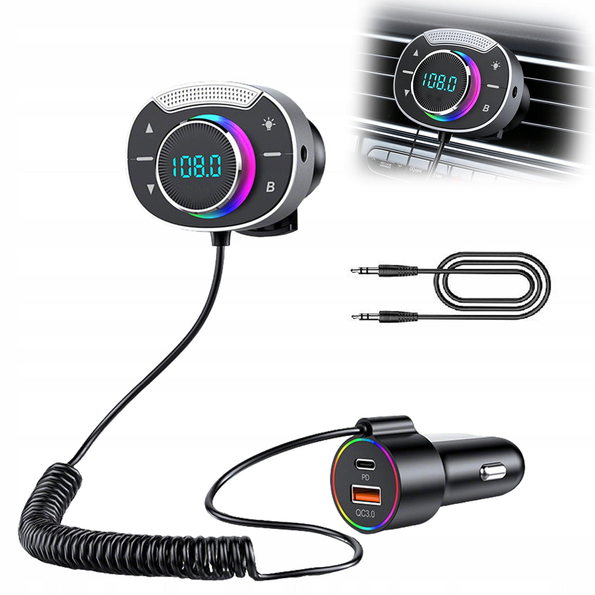 FM Car Bluetooth Transmitter for Car MP3 with Charger and Player
