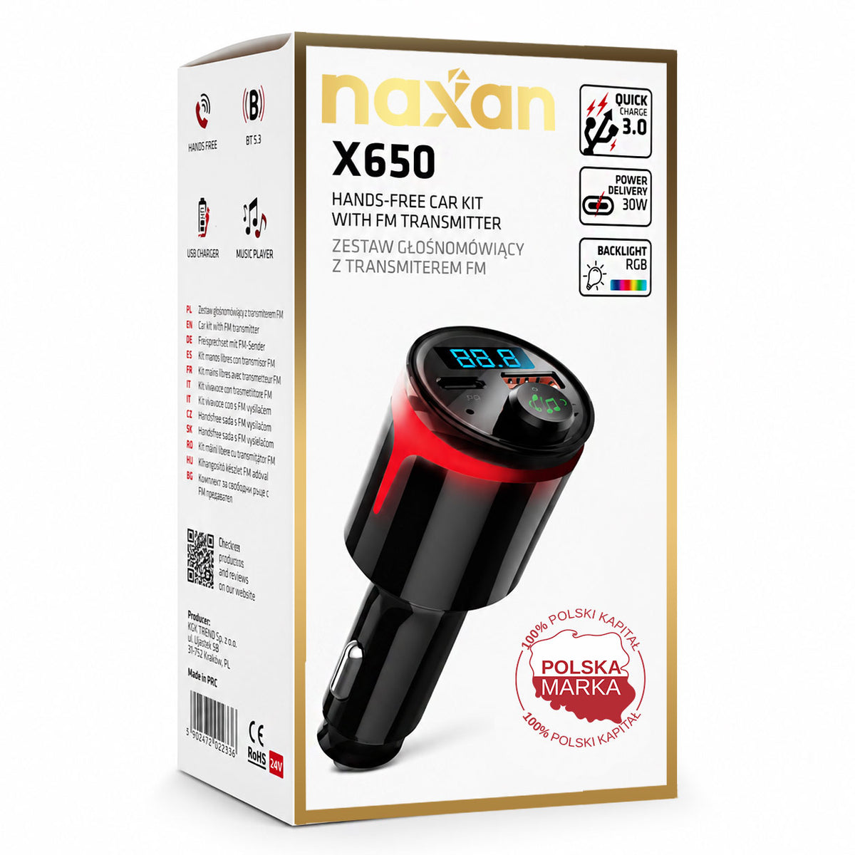 FM Transmitter Handsfree Metal Bluetooth NAXAN USB-C PD 30W QC Brand no brand