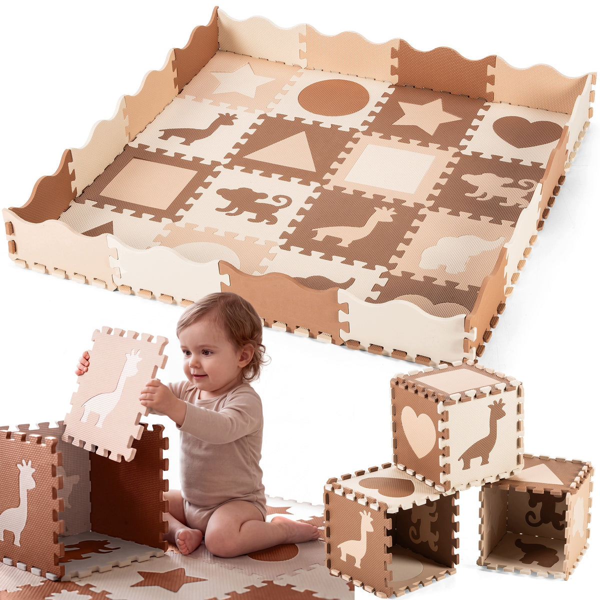 FOAM MAT EDUCATIONAL PUZZLE 3IN1 FOLDING MINI PLAYPEN 150X150 FOR CHILDREN