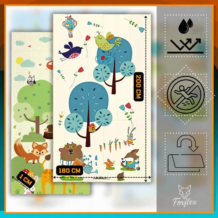 FOAM MAT FOR CHILDREN FOLDING Educational Double-sided THICK 180x200 cm Manufacturer code Mata dla niemowląt dziecka duża 200x180