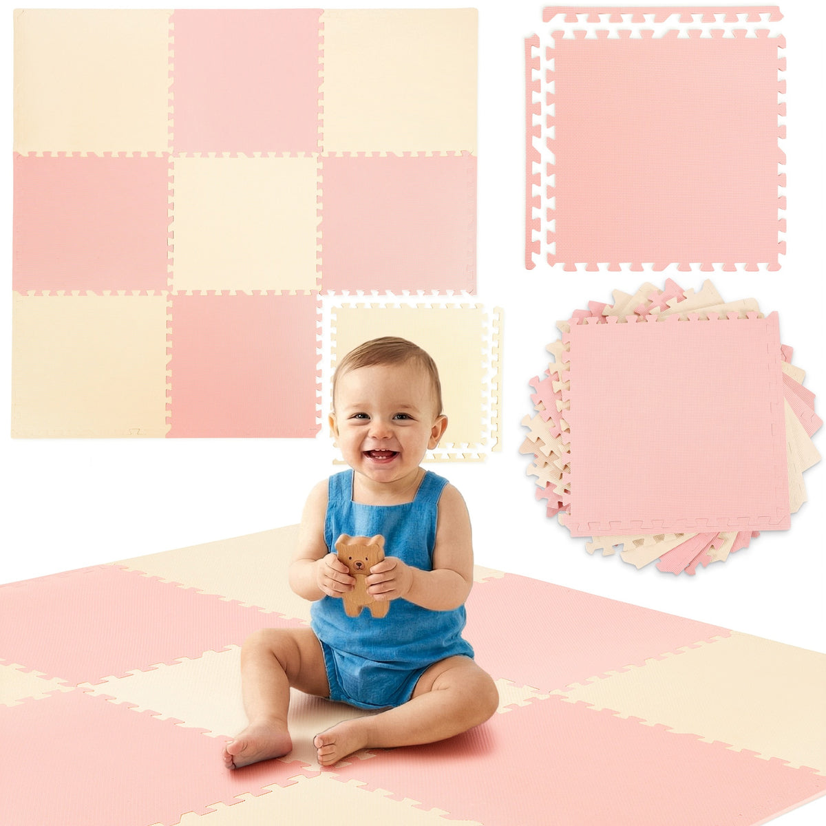 FOAM MAT PUZZLE FOR BABIES TWO-TONE THICK 1 CM FOAM RUG