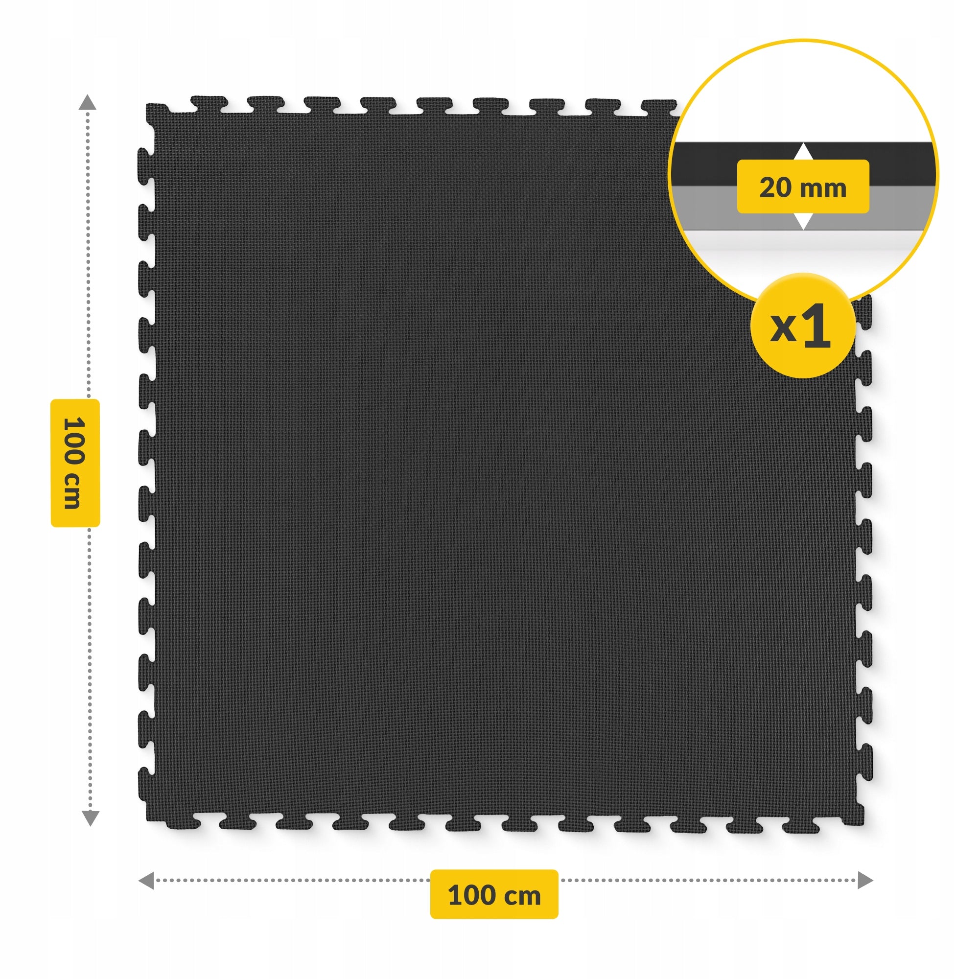 FOAM MAT PUZZLE FOR GYM EQUIPMENT NON-SLIP PROTECTIVE 2 CM Manufacturer code Mata ochronna pod sprzęt fitness PUZZLE