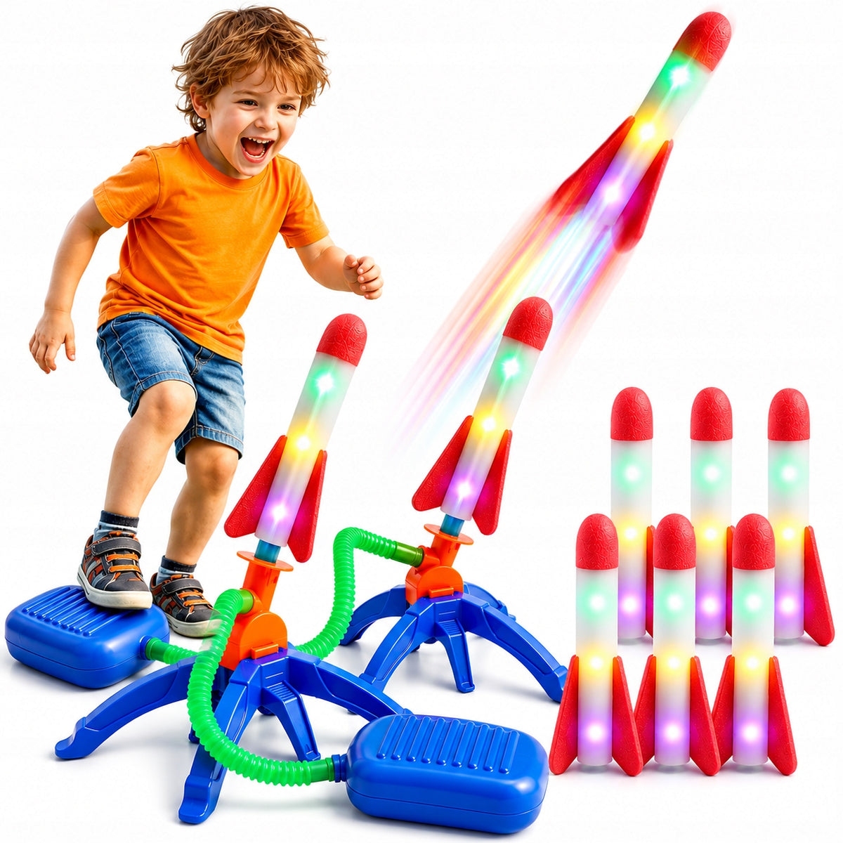FOAM RACKET LAUNCHER ADJUSTABLE LED ANGLE 6PCS PUMP CATAPULT XXL