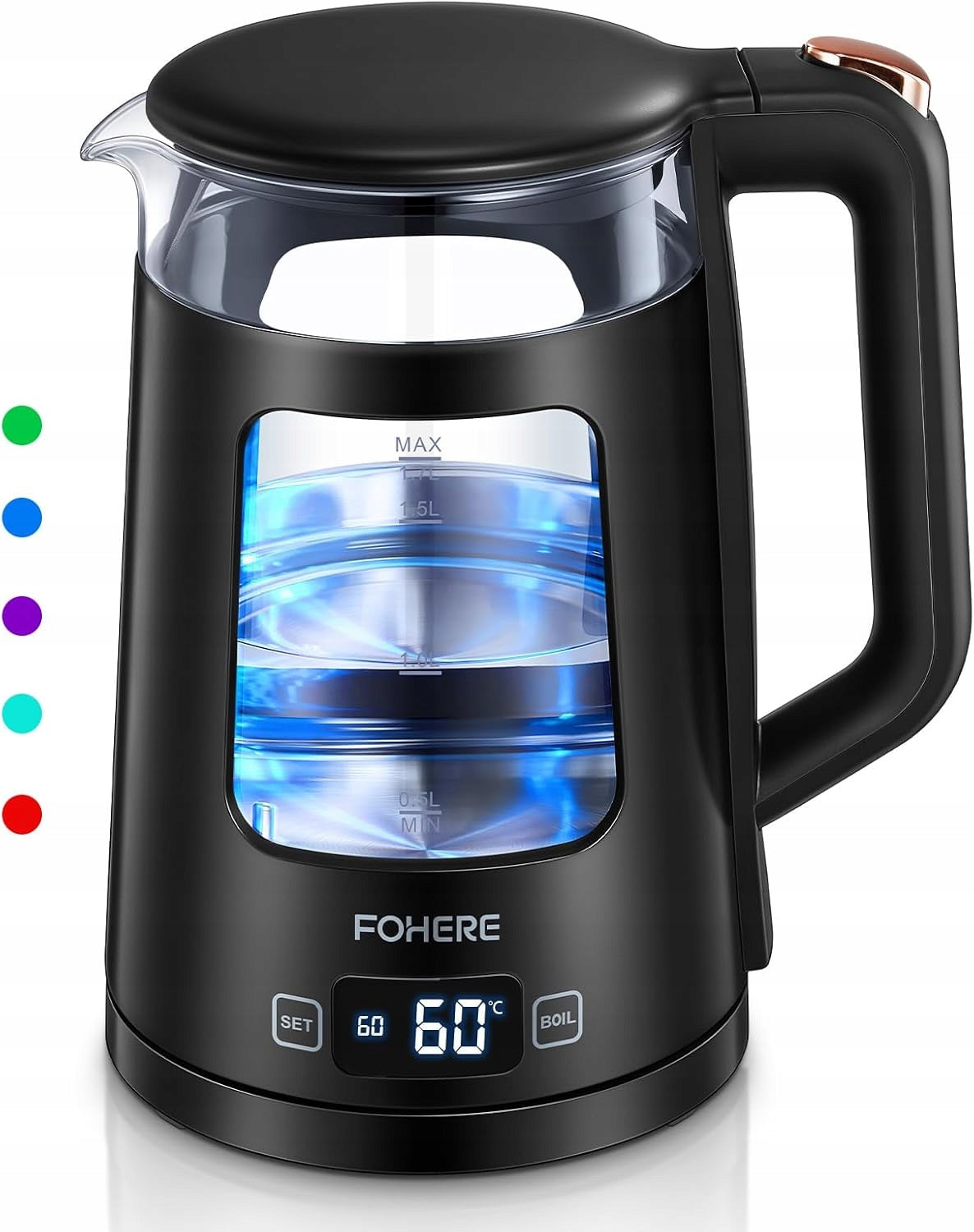 FOHERE KEG5820-GS ELECTRIC KETTLE 2200 W 1,7 L LCD /KEEP WARM /REG.TEMP