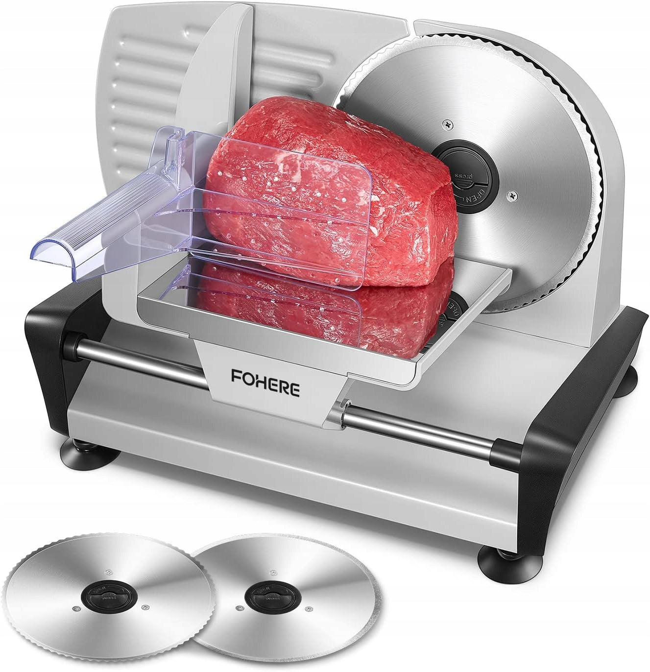 FOHERE electric slicer 200W 19cm thickness adjustment meat bread steel