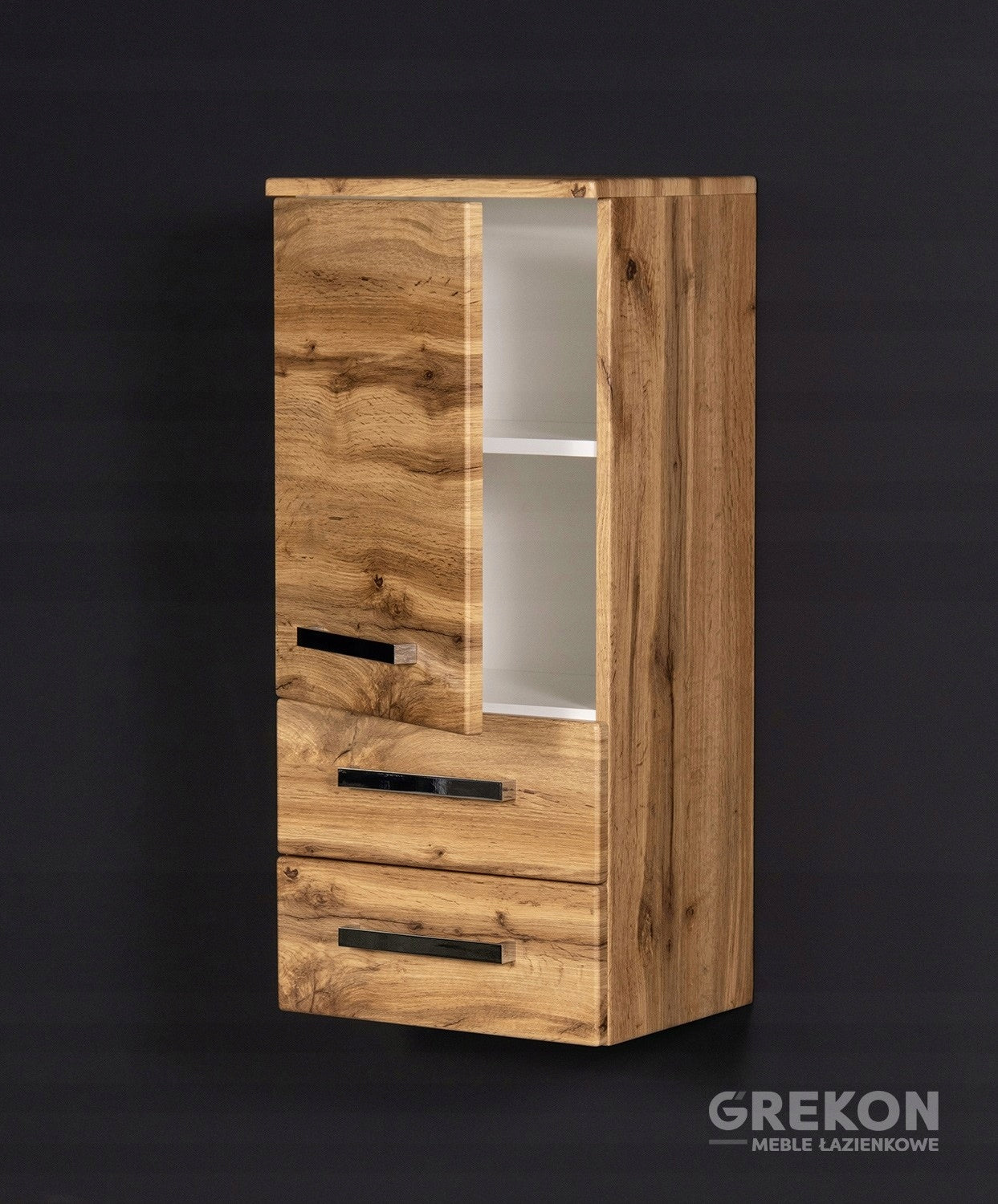 FOKUS NEW bathroom furniture natural oak bookcase low Furniture depth 32 cm