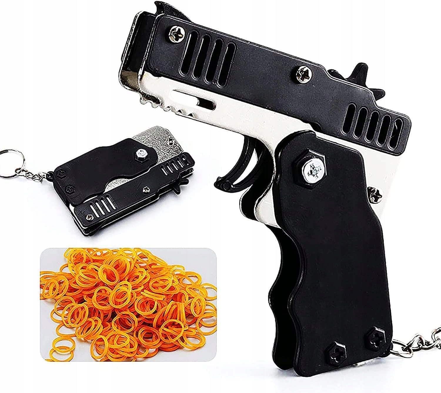 FOLDABLE RUBBER GUN 6 SHOTS SAFE FUN FOR CHILDREN GIFT