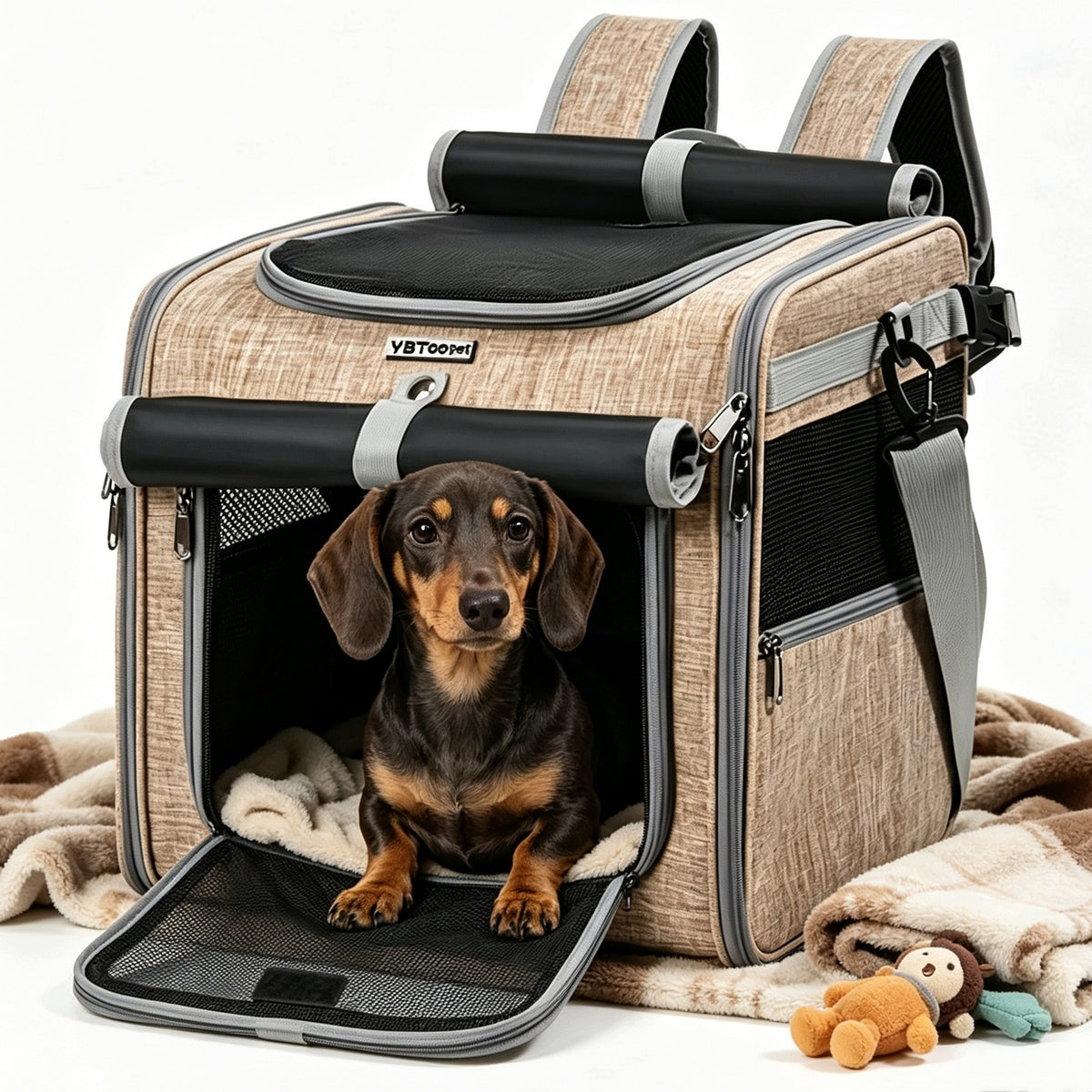 FOLDING BACKPACK TRANSPORTER CAT BAG DOG PLAYPEN, XL, yellow