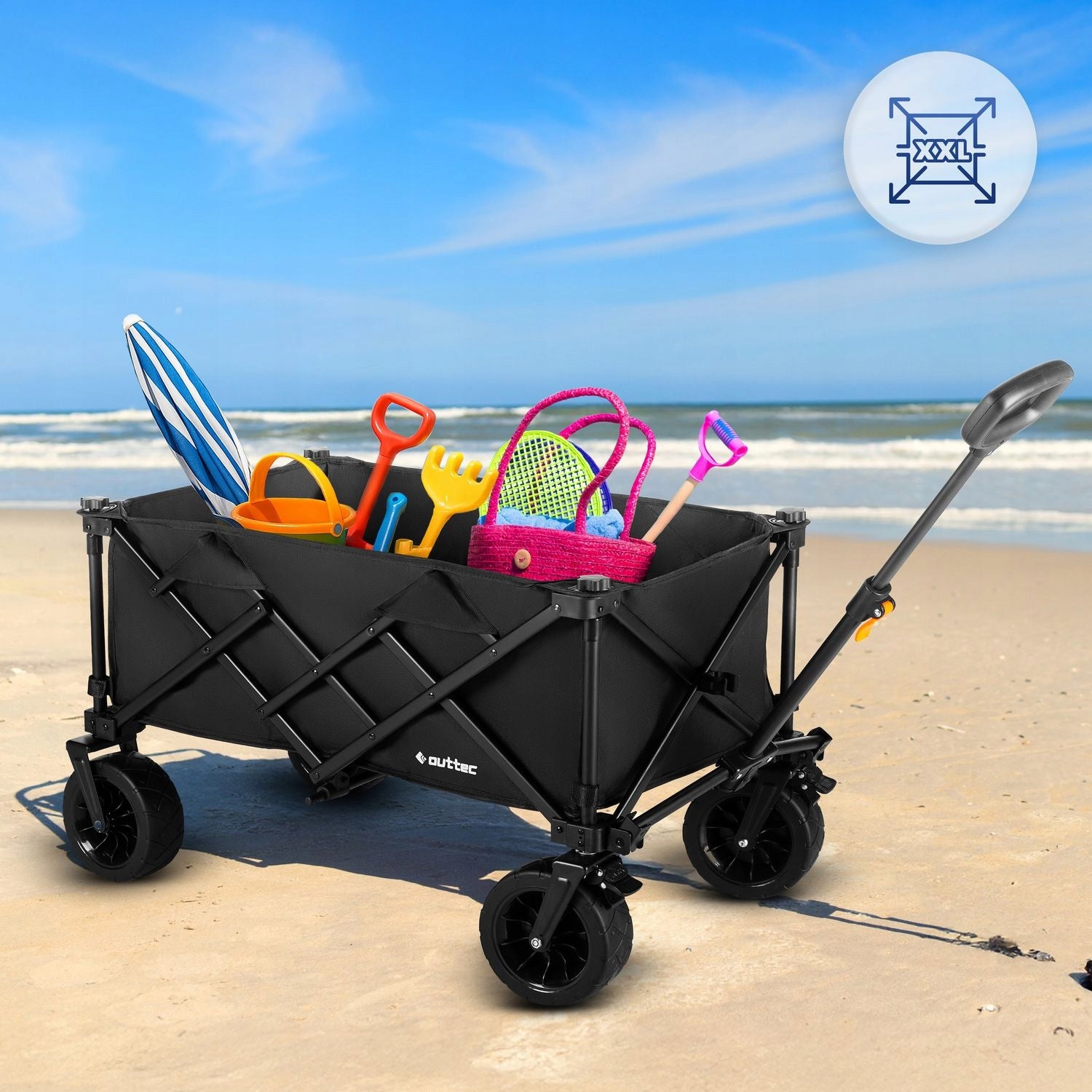 FOLDING BEACH TROLLEY WITH BRAKE 100L OUTTEC Capacity 100 l