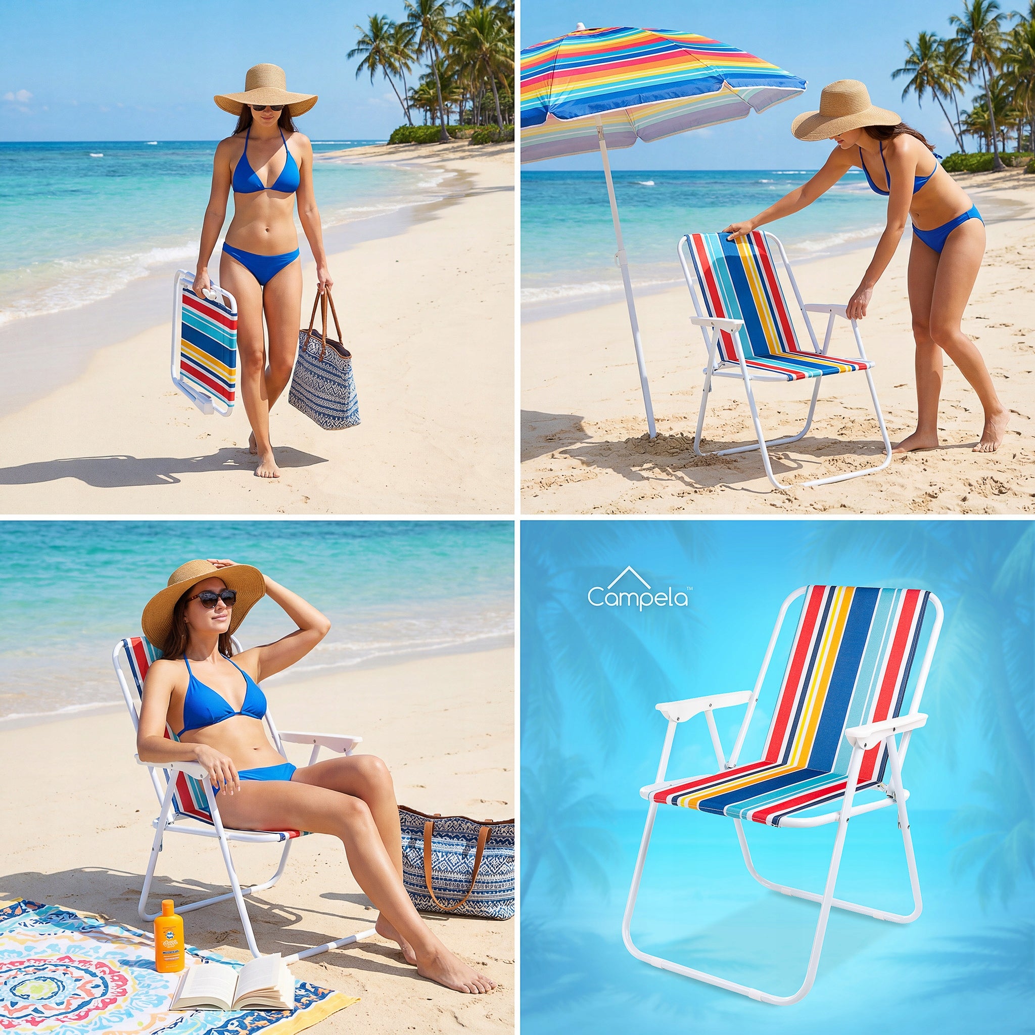 FOLDING CAMPING BEACH CHAIR WITH BACKREST CAMPELA Brand Campela