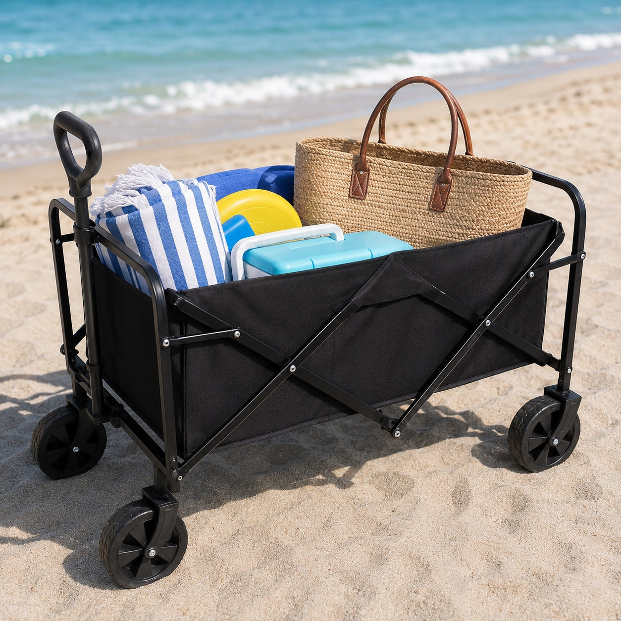 FOLDING CAMPING BEACH HIKING CART WITH POCKETS 50 KG EAN (GTIN) 5903760488116