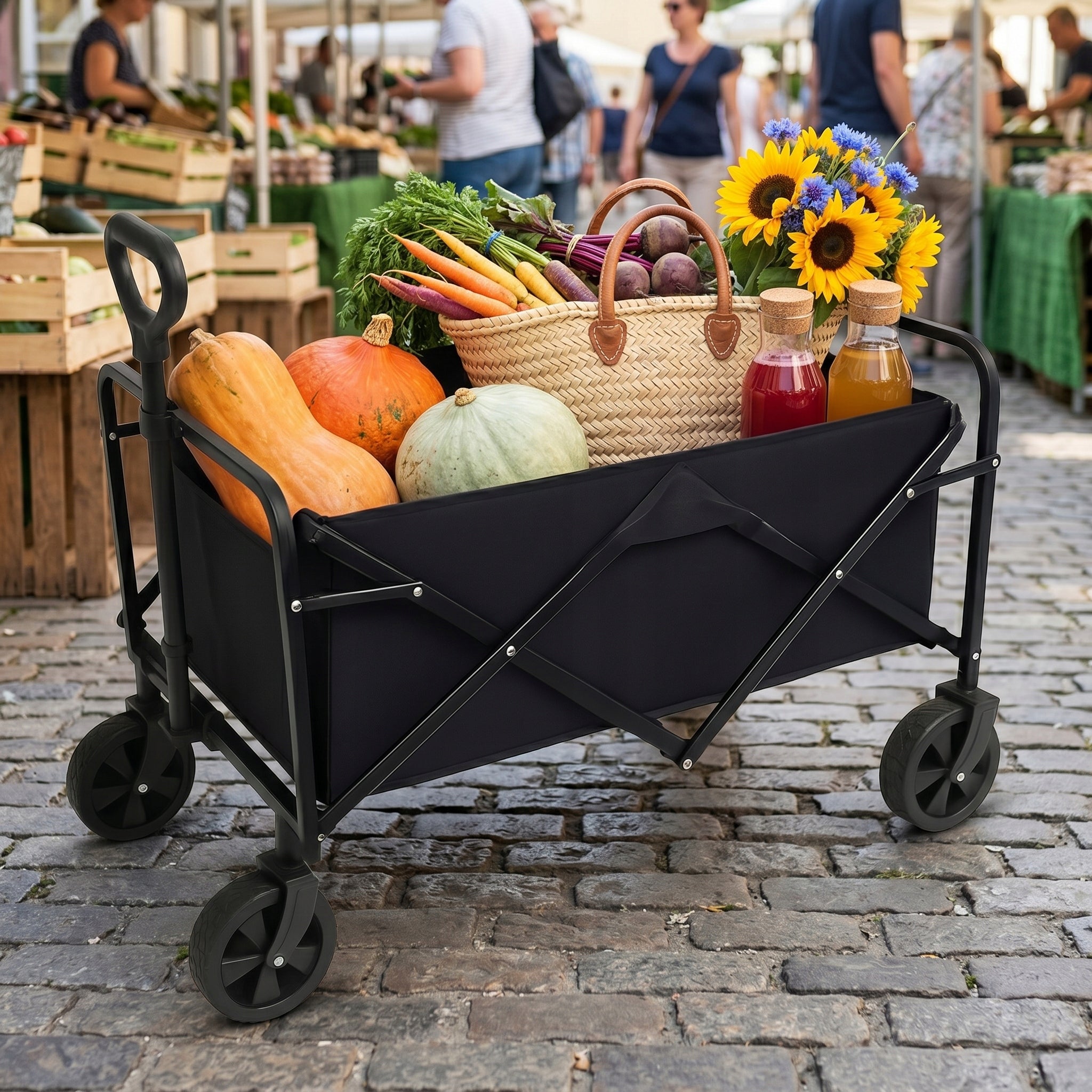 FOLDING CAMPING BEACH HIKING CART WITH POCKETS 50 KG Kind trolley