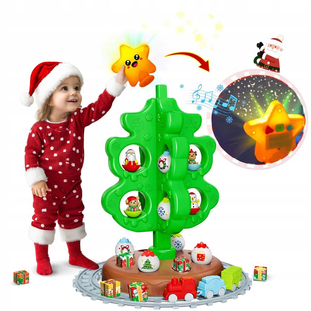 FOLDING CHRISTMAS TREE FOR CHILDREN SAFE GLOWING STAR + MUSIC + QUEUE