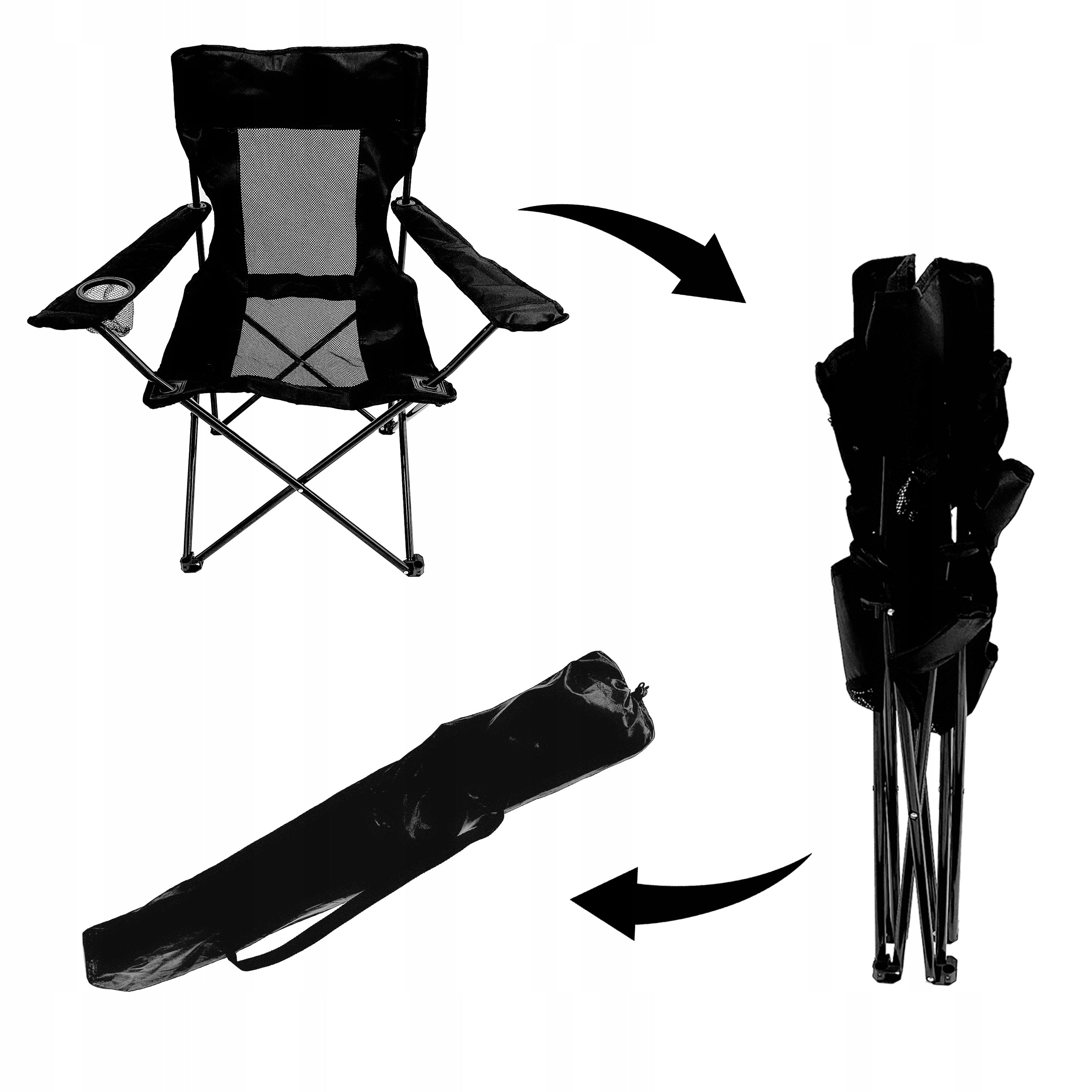 FOLDING COMFORTABLE FISHING CHAIR FOR FISHING XXL DIEGO BLACK Manufacturer code 5.10.13686