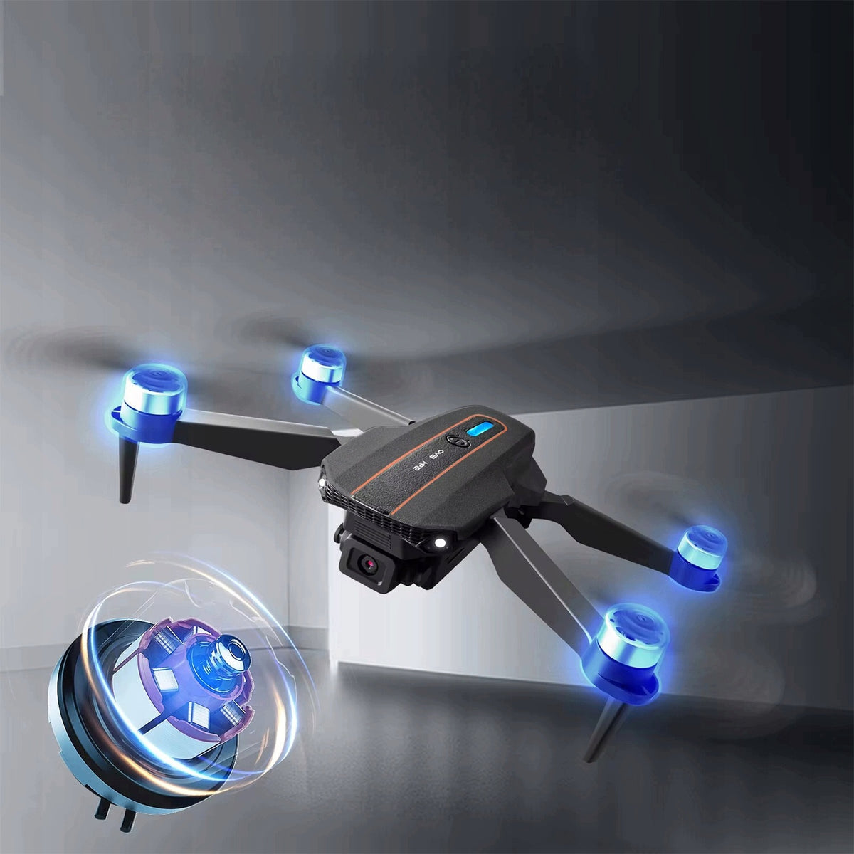 FOLDING DRONE TWO CAMERAS WIFI HD TOY HOVER 100m 3x BATTERY 1080p Packaging status original