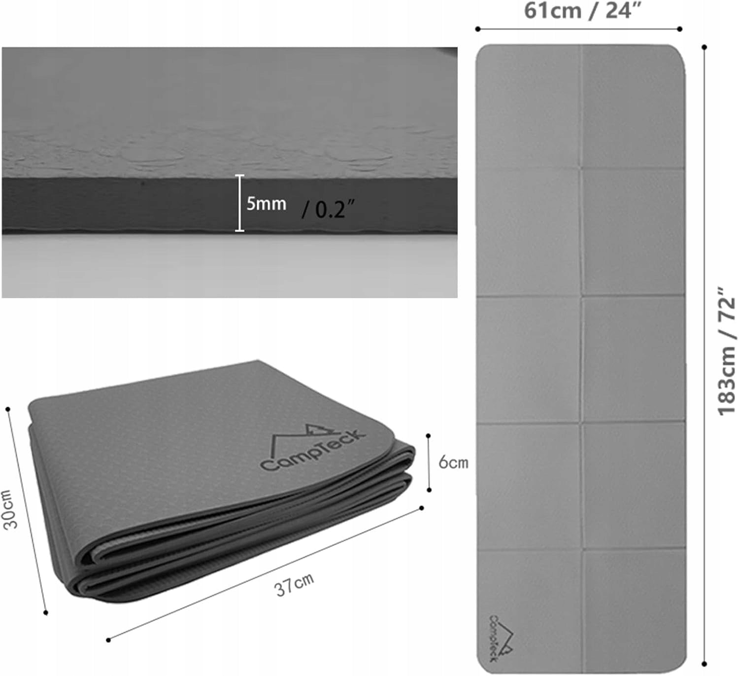 FOLDING FITNESS YOGA MAT PORTABLE TRAVEL NON-SLIP GREY Manufacturer code MATA DO JOGI STREFAZAKUPÓW