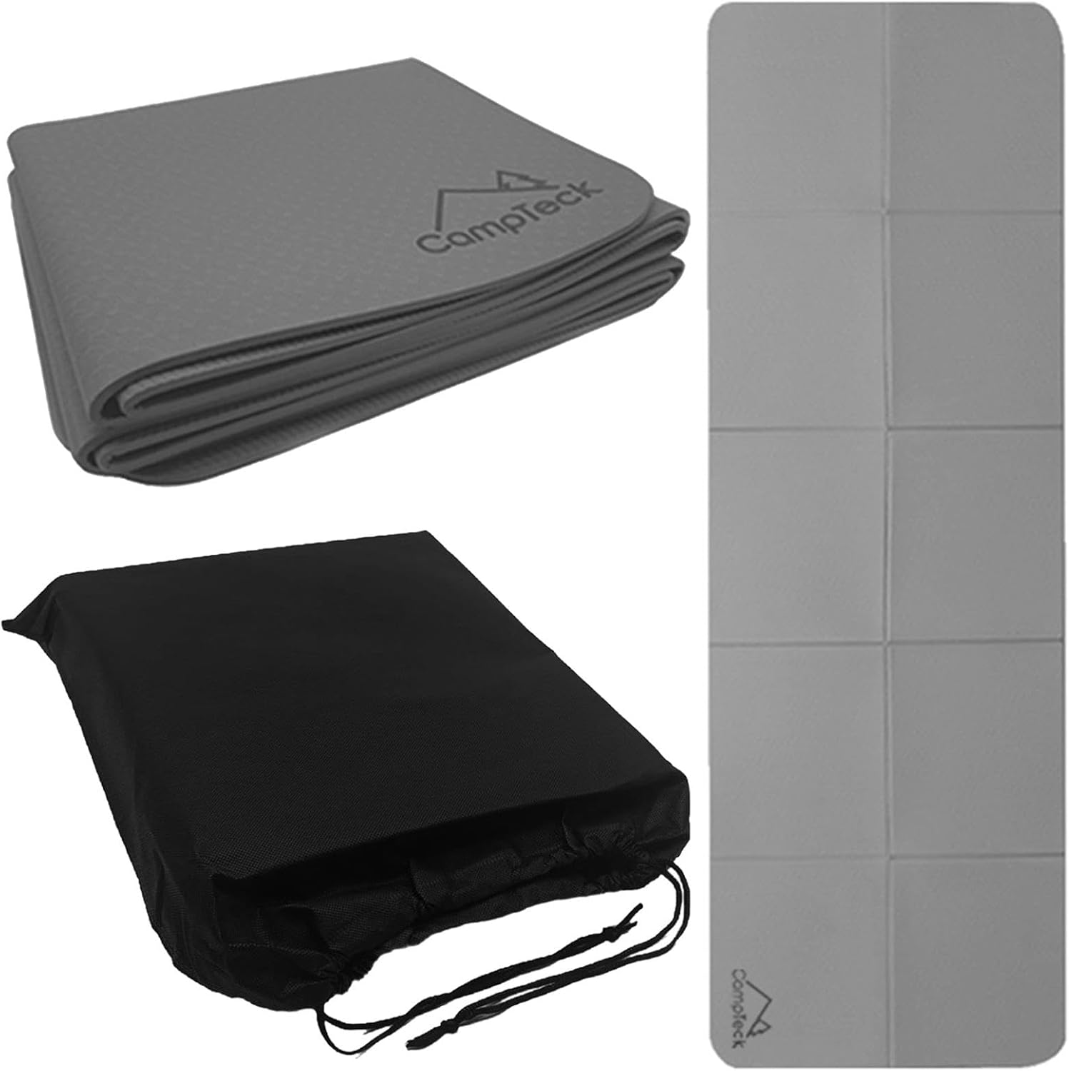 FOLDING FITNESS YOGA MAT PORTABLE TRAVEL NON-SLIP GREY