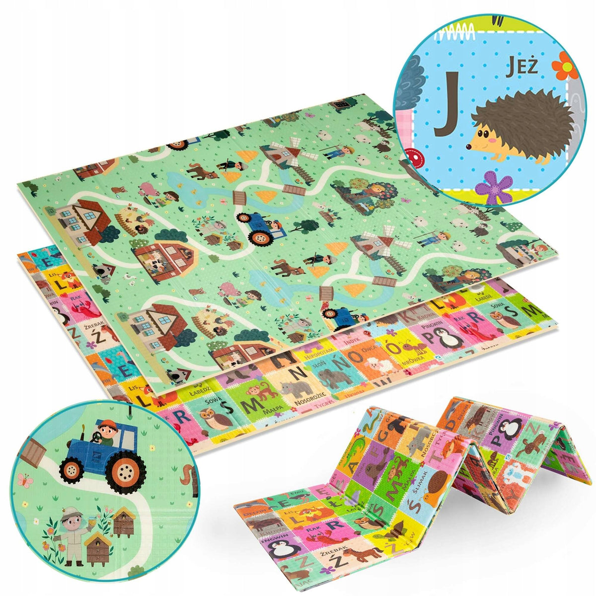 FOLDING FOAM MAT FOR CHILDREN EDUCATIONAL DOUBLE-SIDED HUMBI 120x180 BAG