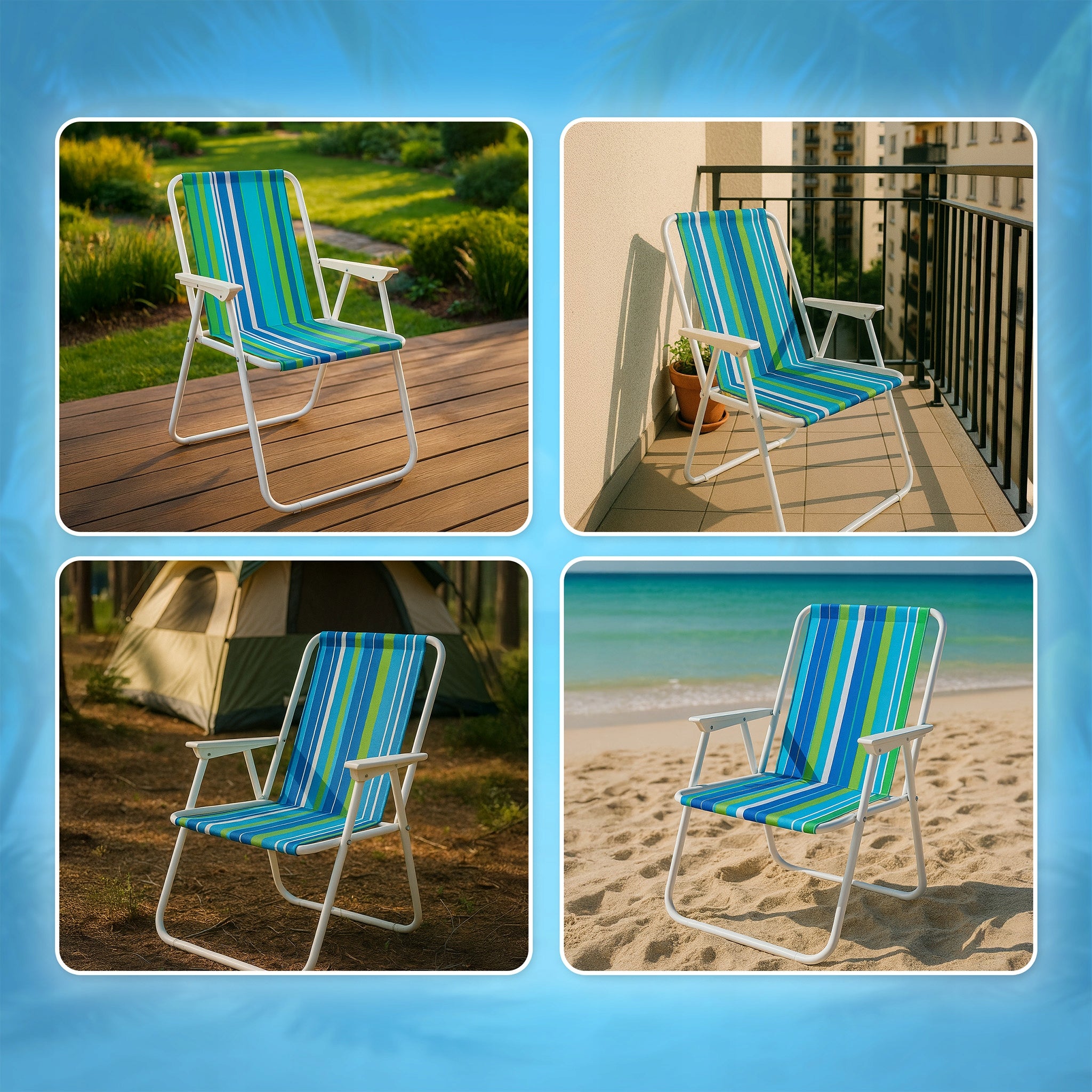 FOLDING HIKING CHAIR WITH BACKREST CAMPING GARDEN BEACH CAMPELA Brand Campela