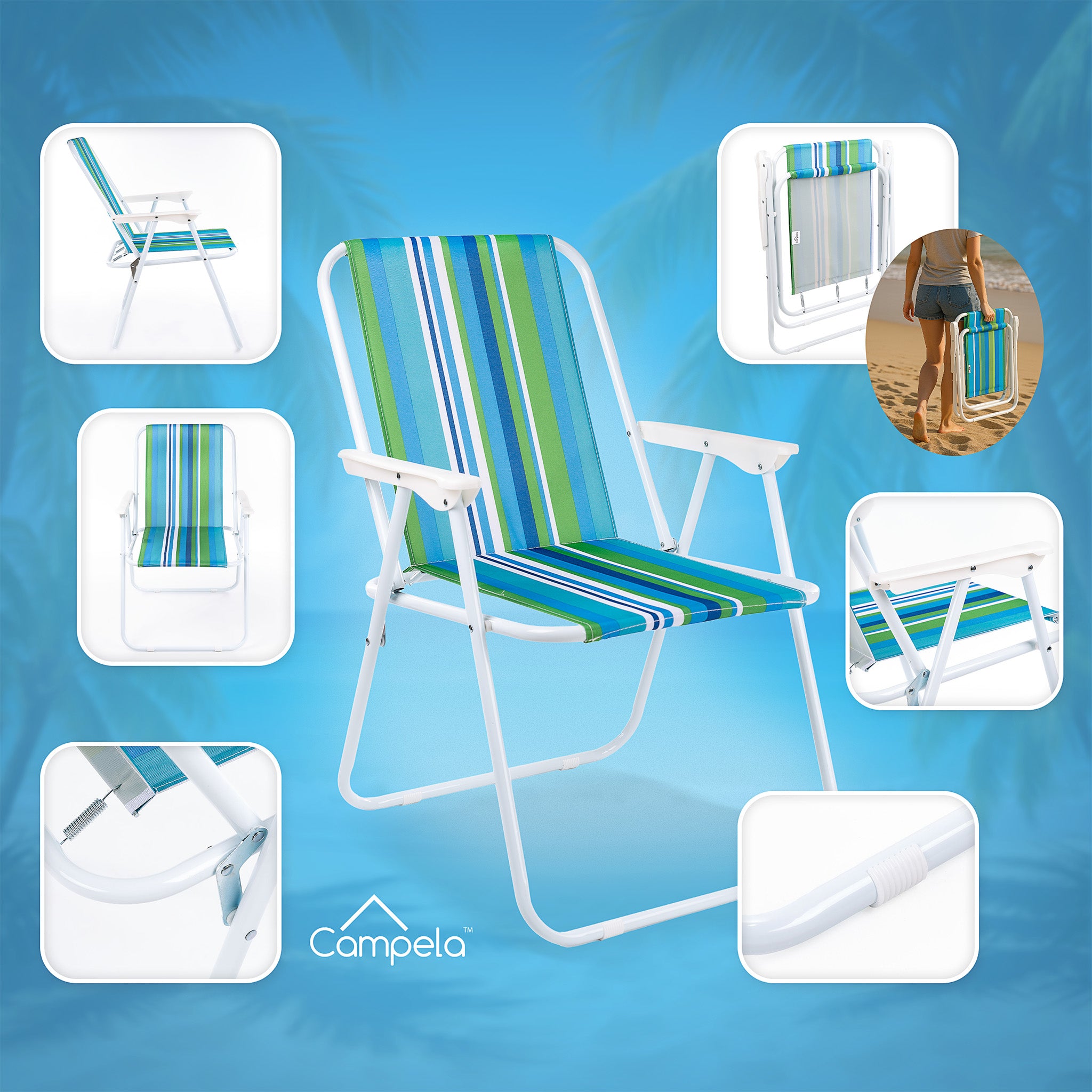 FOLDING HIKING CHAIR WITH BACKREST CAMPING GARDEN BEACH CAMPELA Manufacturer code CA0005BLU