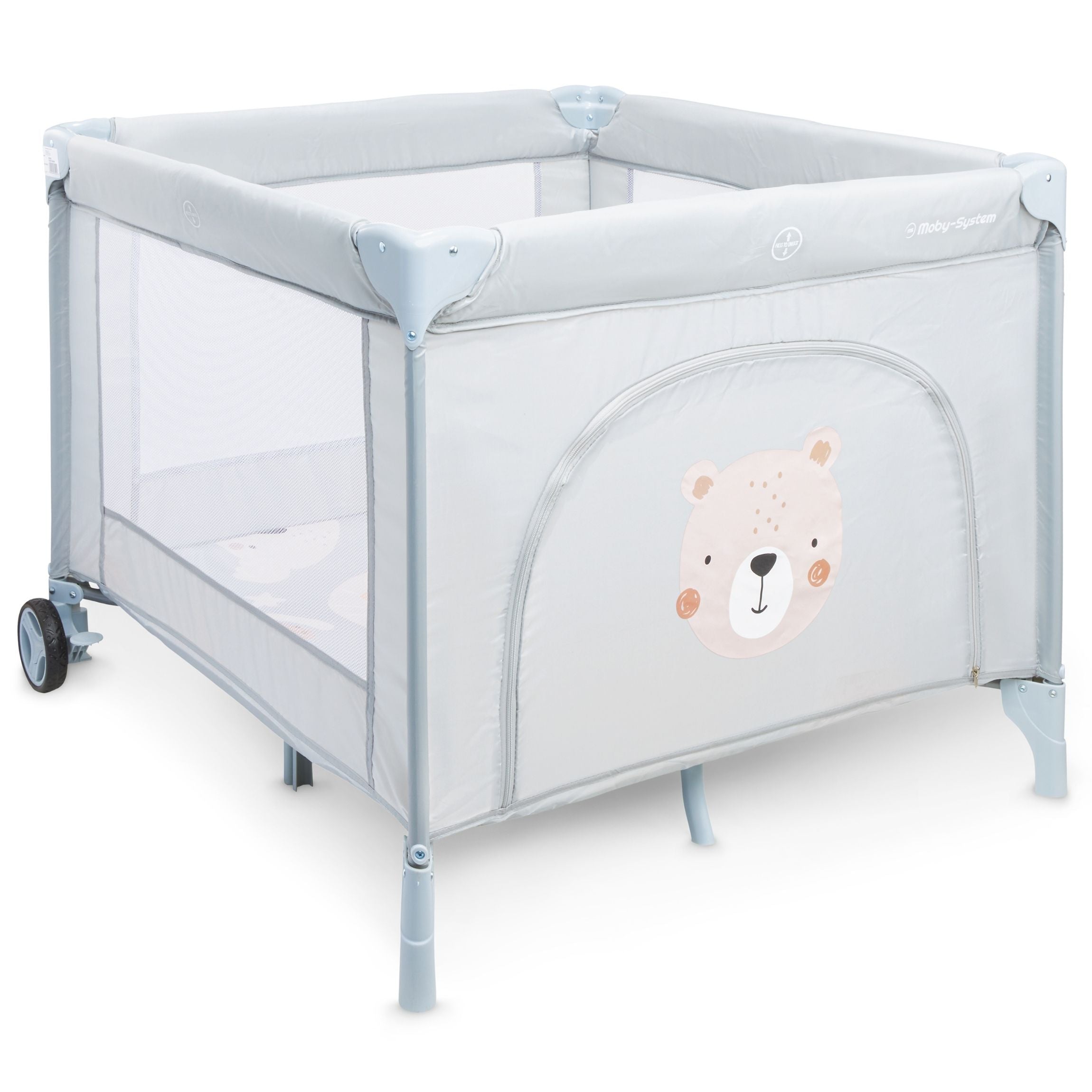 FOLDING PLAYPEN TRAVEL COT - Moby-System Teddy Bear 100x97x77cm