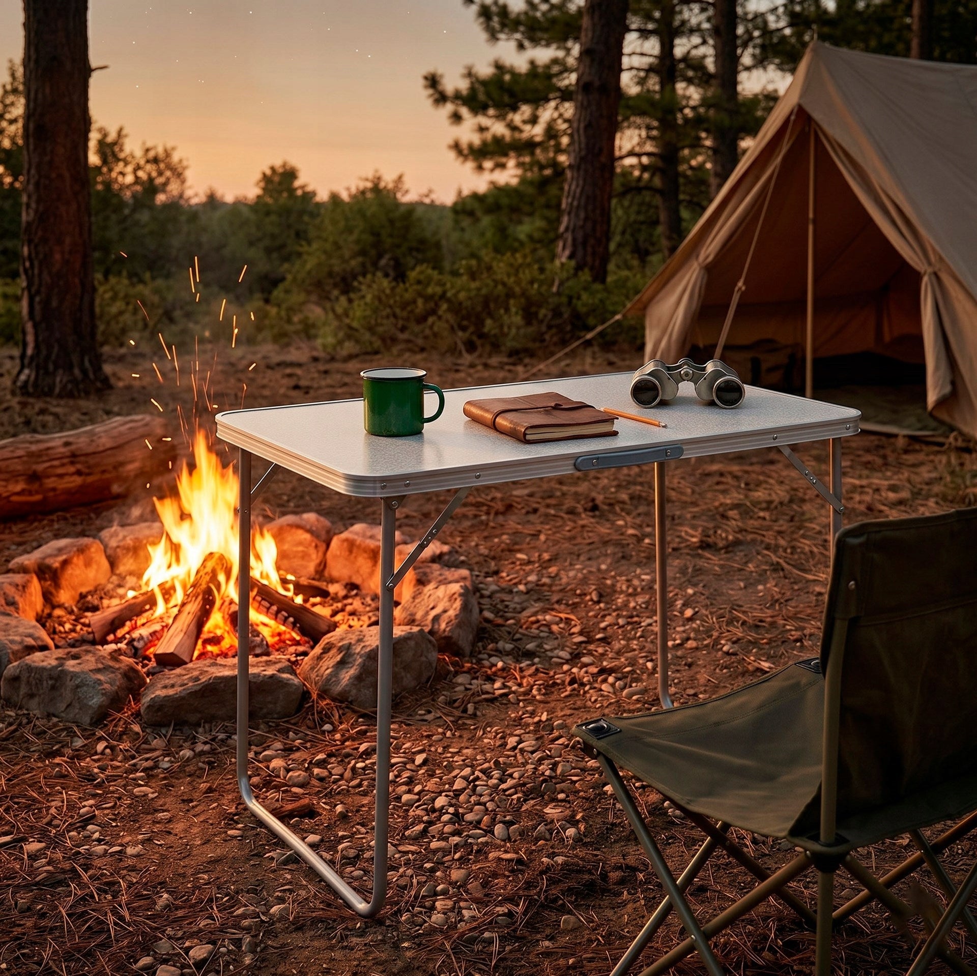FOLDING TABLE HIKING CAMPING GARDEN CAMPING ALUMINUM 90x60cm Packaging status original