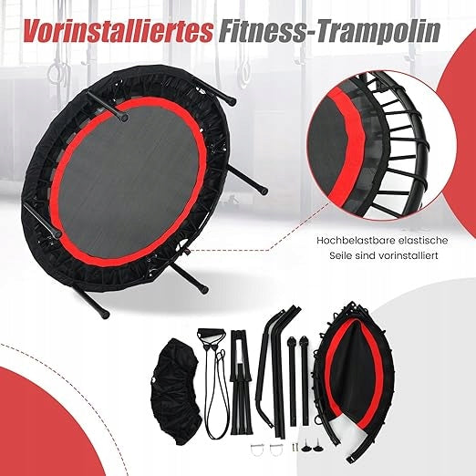 FOLDING TRAMPOLINE WITH SAFETY BAR LOAD UP TO 150KG FITNESS Manufacturer code SKŁADANA TRAMPOLINA Z DRĄŻKIEM BEZPIECZEŃSTWA