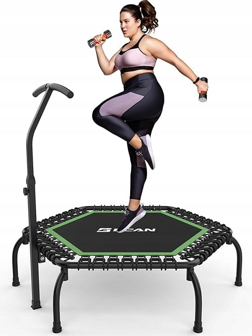 FOLDING TRAMPOLINE WITH SAFETY BAR LOAD UP TO 200KG FITNESS