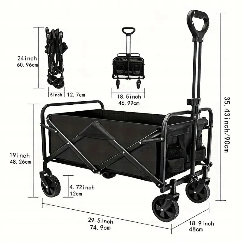 FOLDING TRANSPORT TROLLEY BEACH GARDEN HIKING 150KG Capacity 130 l