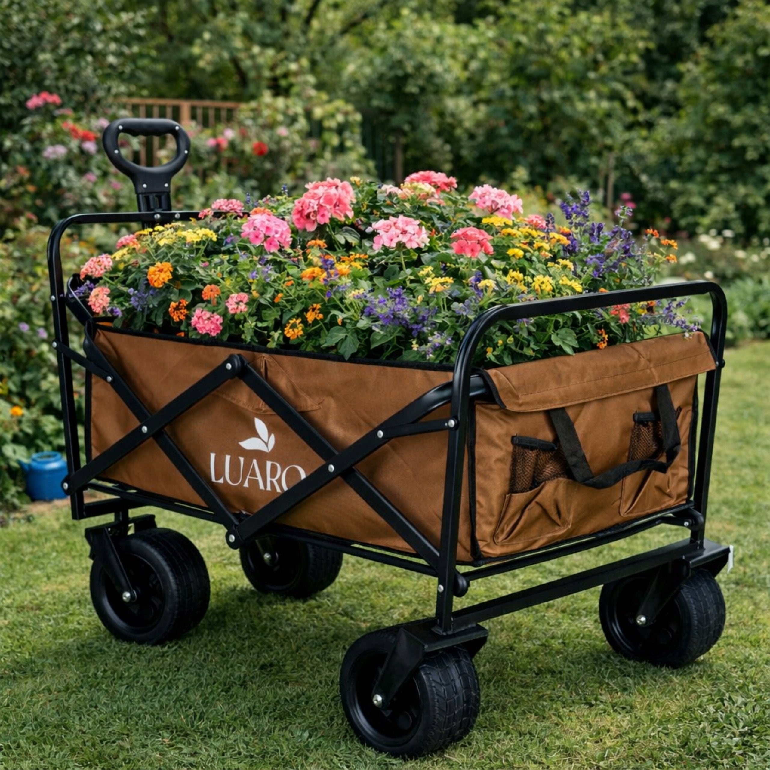 FOLDING TRANSPORT TROLLEY WITH CAMPING BEACH TOURIST TABLE Capacity 120 l