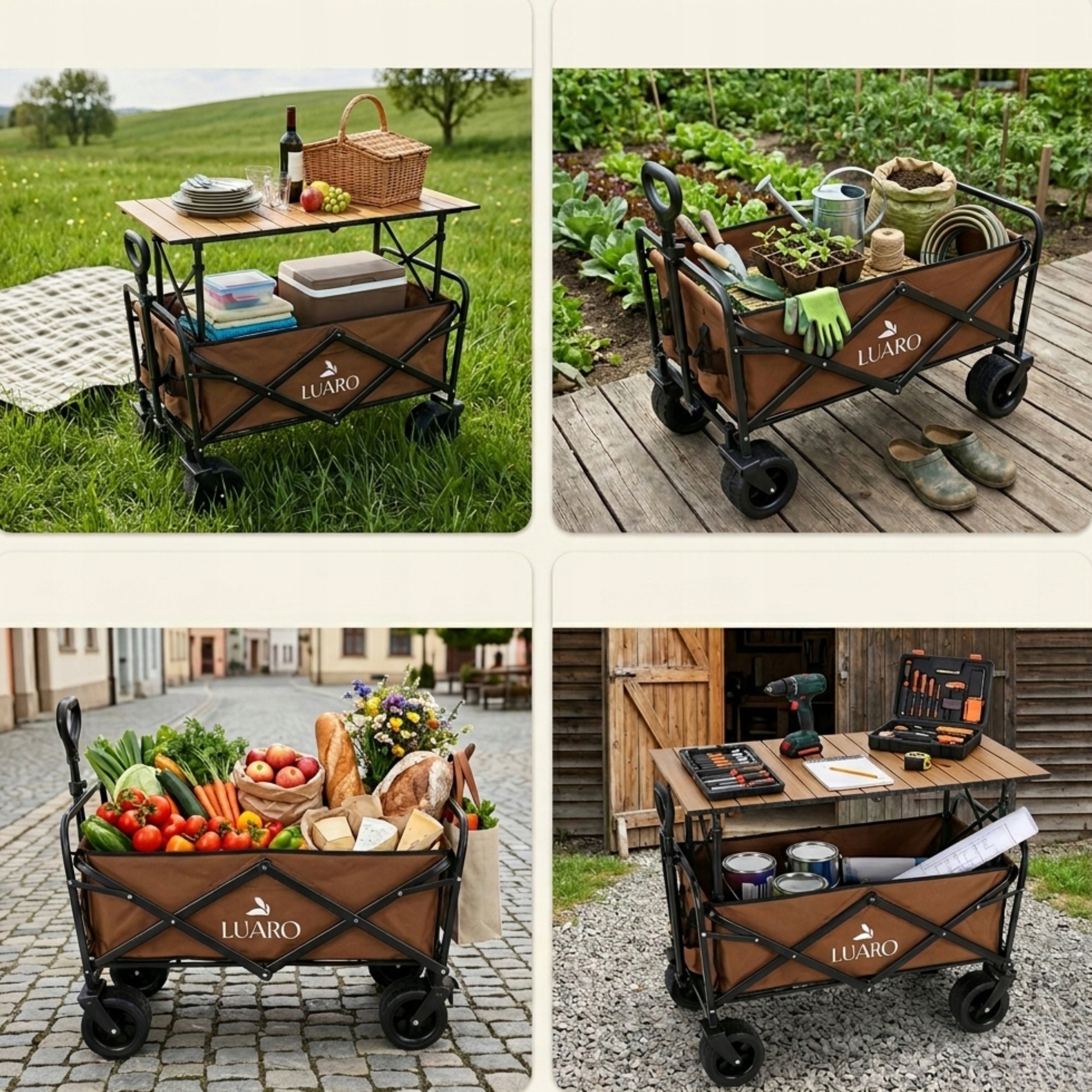 FOLDING TRANSPORT TROLLEY WITH CAMPING BEACH TOURIST TABLE Manufacturer code KX2812