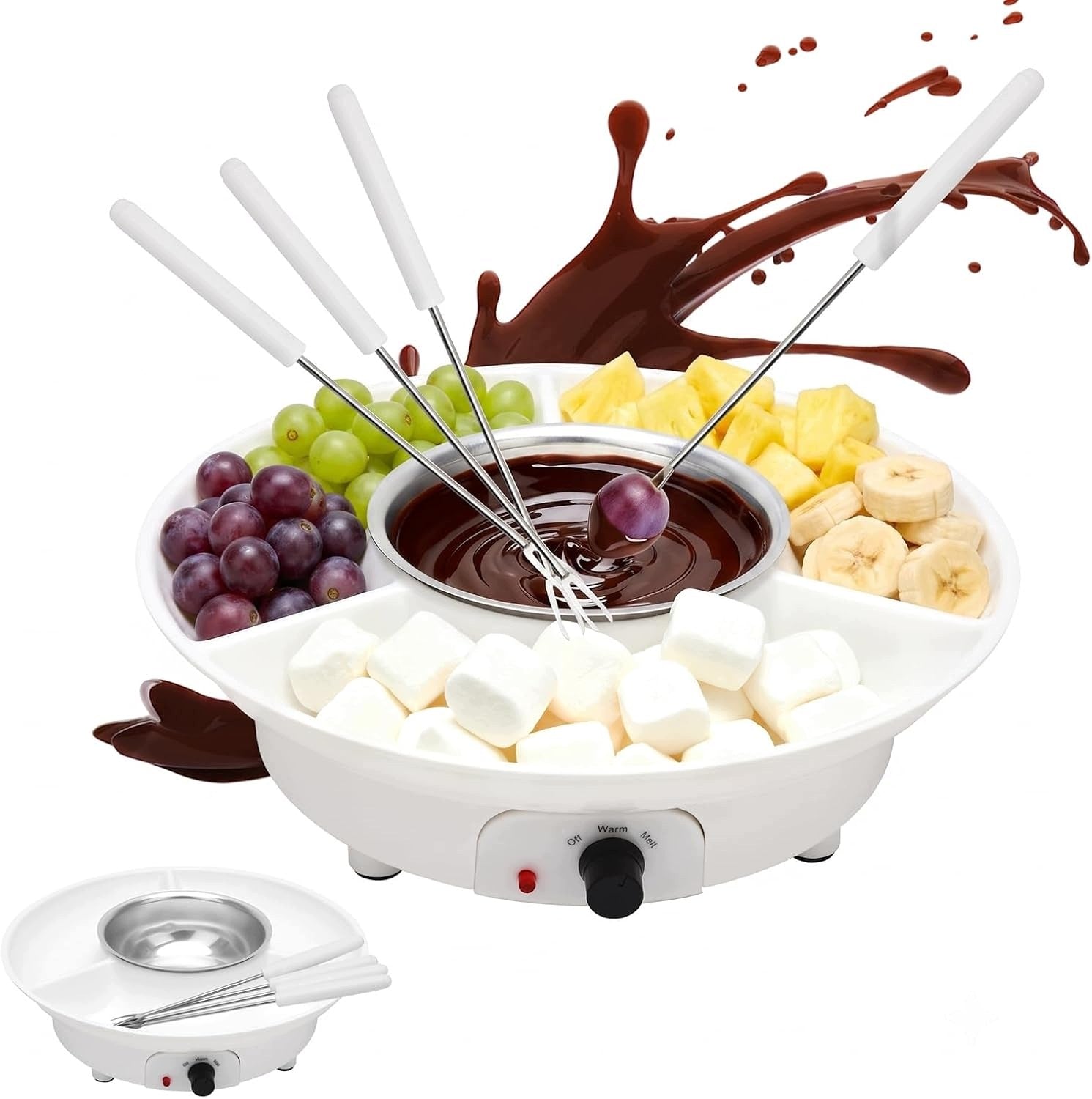 FONDUE CHOCOLATE ELECTRIC 2 TEMPERATURE LEVELS 4 FORKS